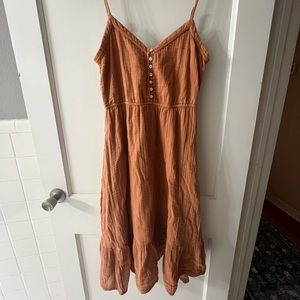 Aerie Cotton Orange Gauze Midi Sundress - Size Medium